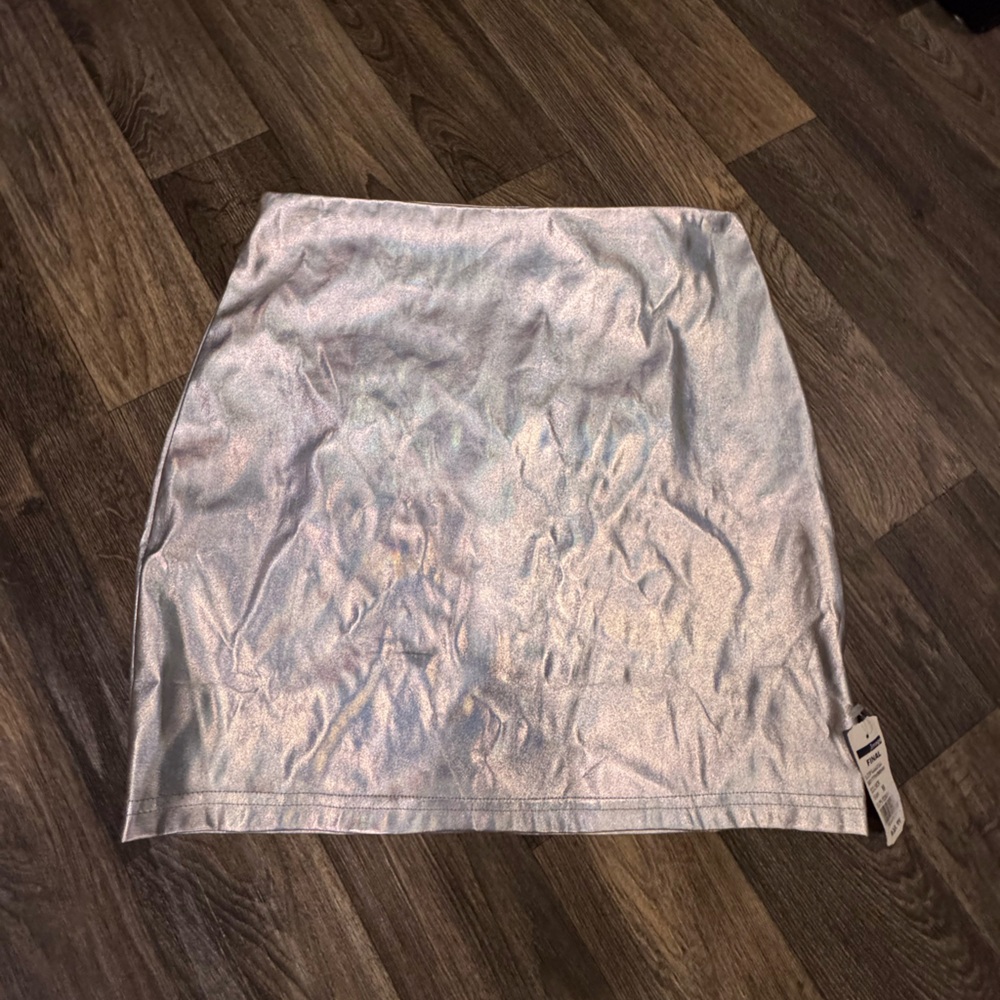 Source Unknown Iridescent Mini Skirt in Silver